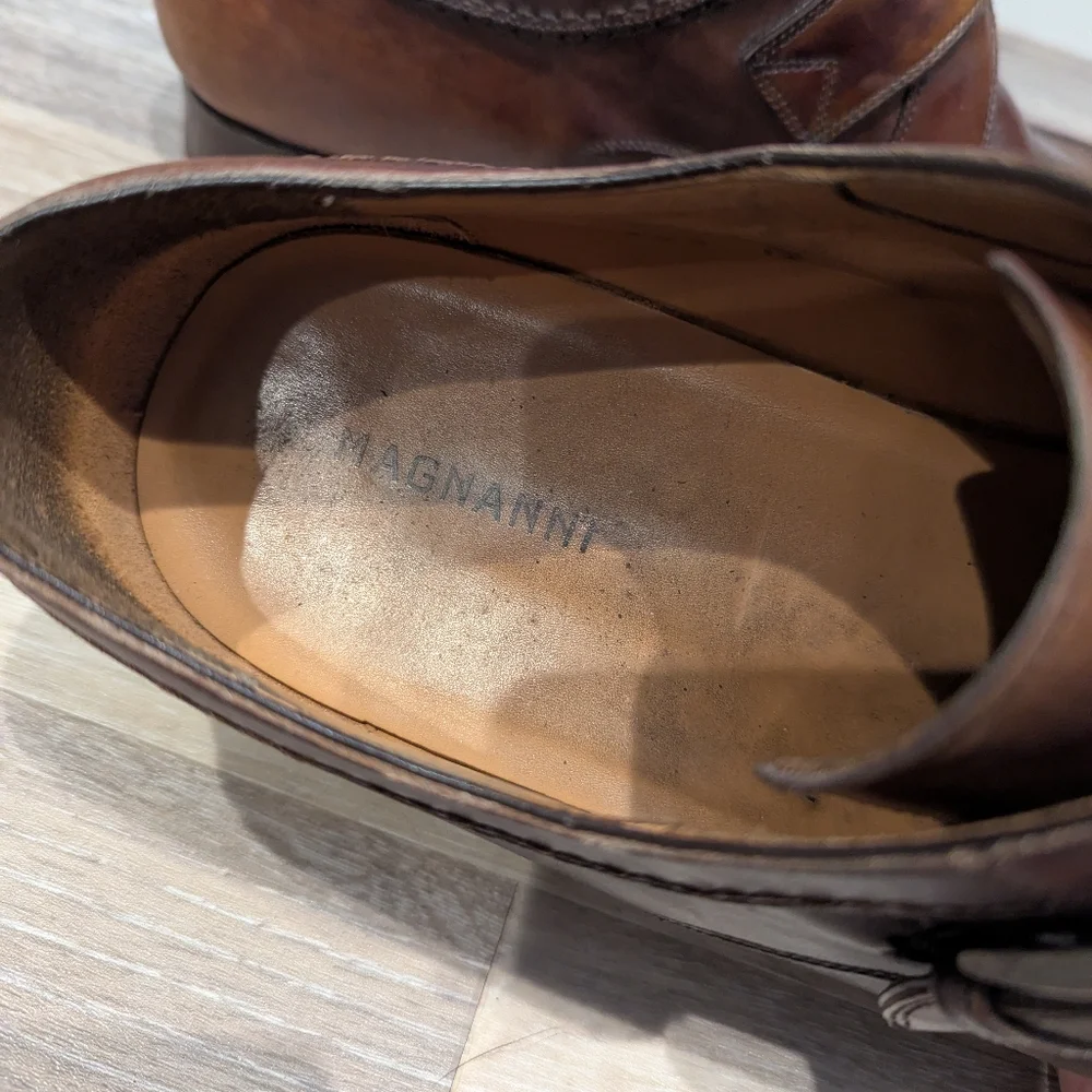 Magnanni Size 12 Brown Leather Monk Strap Buckle Dress Shoes‎ Loafers